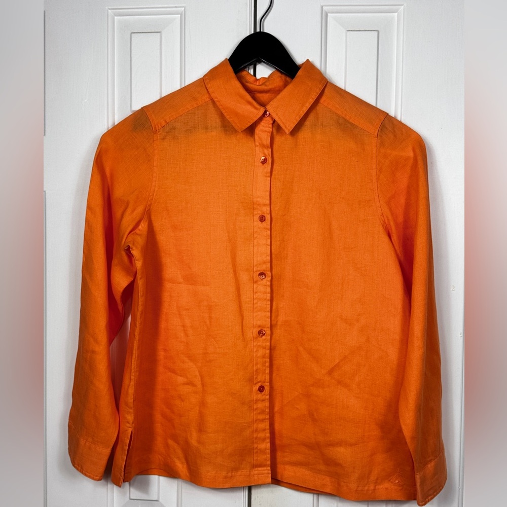 Pendleton 100% Linen Orange Button Down Shirt Lad… - image 1